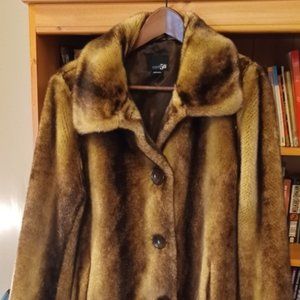 Brown mink-look Faux Fur Coat - Medium